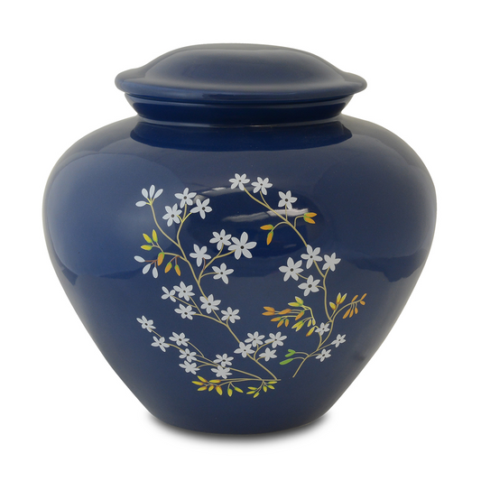 Forget Me Not Blue Ceramic Urn