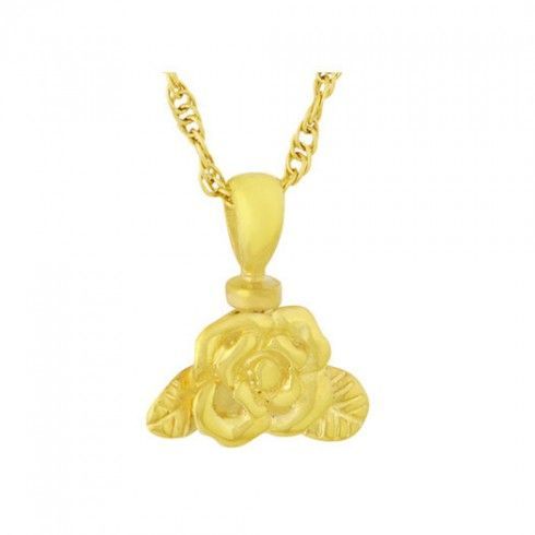 Gold Steel Rose Keepsake Necklace