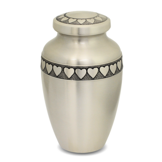 Heart's Ring Brass Urn – Pewter Finish